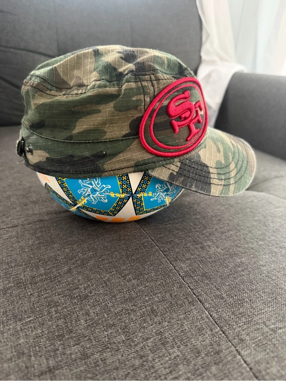 New Era 49ers Camouflage Cap with Red SF Patch